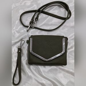 Charming Charlie Women's Unisex Green & Silver Faux Leather Crossbody Purse